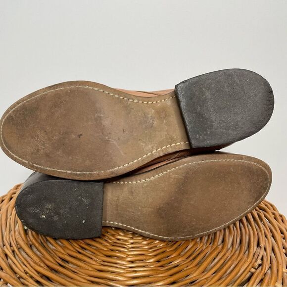 Laredo Vintage Leather Lace Up Roper Granny Paddock Fringe Tan Cowgirl Boots 6.5 - Picture 6 of 7